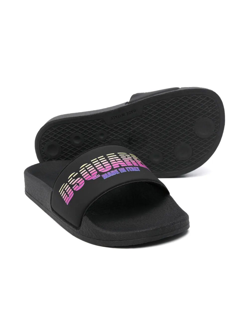 DSQUARED2 KIDS Slippers met logoprint - Zwart