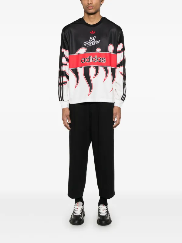 adidas(アディダス) 100 Thieves Tシャツ Adidas x 100 Thieves logo-embroidered T-shirt | Black | FARFETCH ID