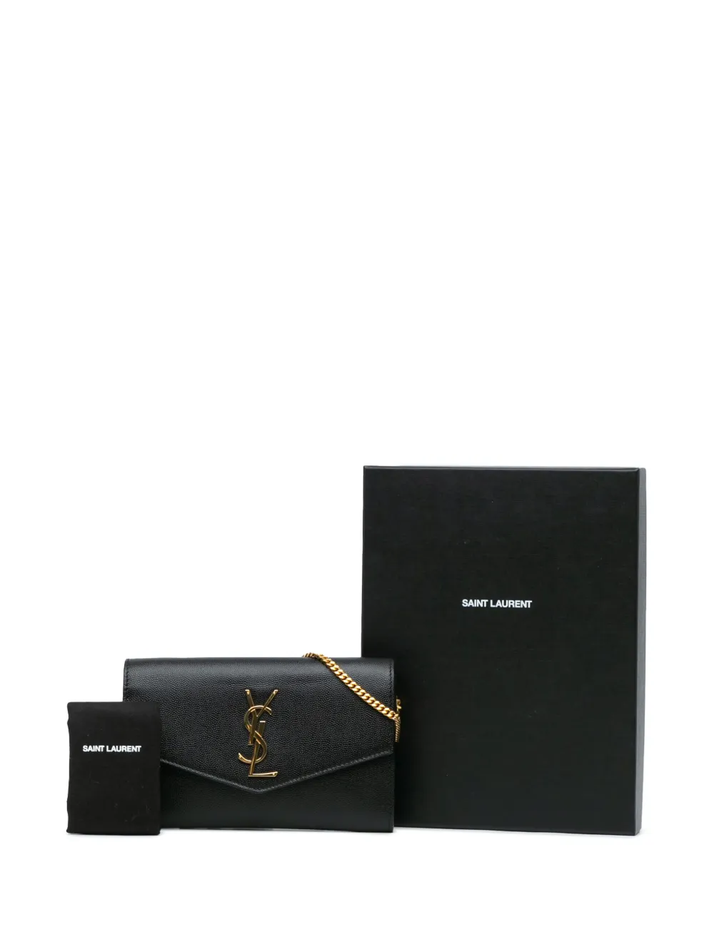 Saint Laurent Pre-Owned 2020 Grain De Poudre Uptown Chain Wallet crossbody bag - Zwart