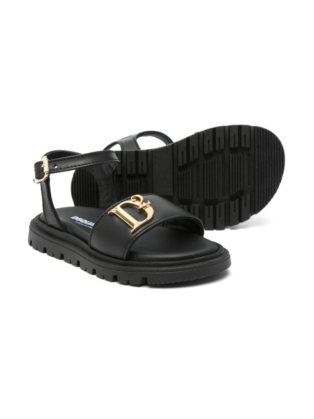 DSQUARED2 KIDS Sandalen met logoplakkaat - Zwart