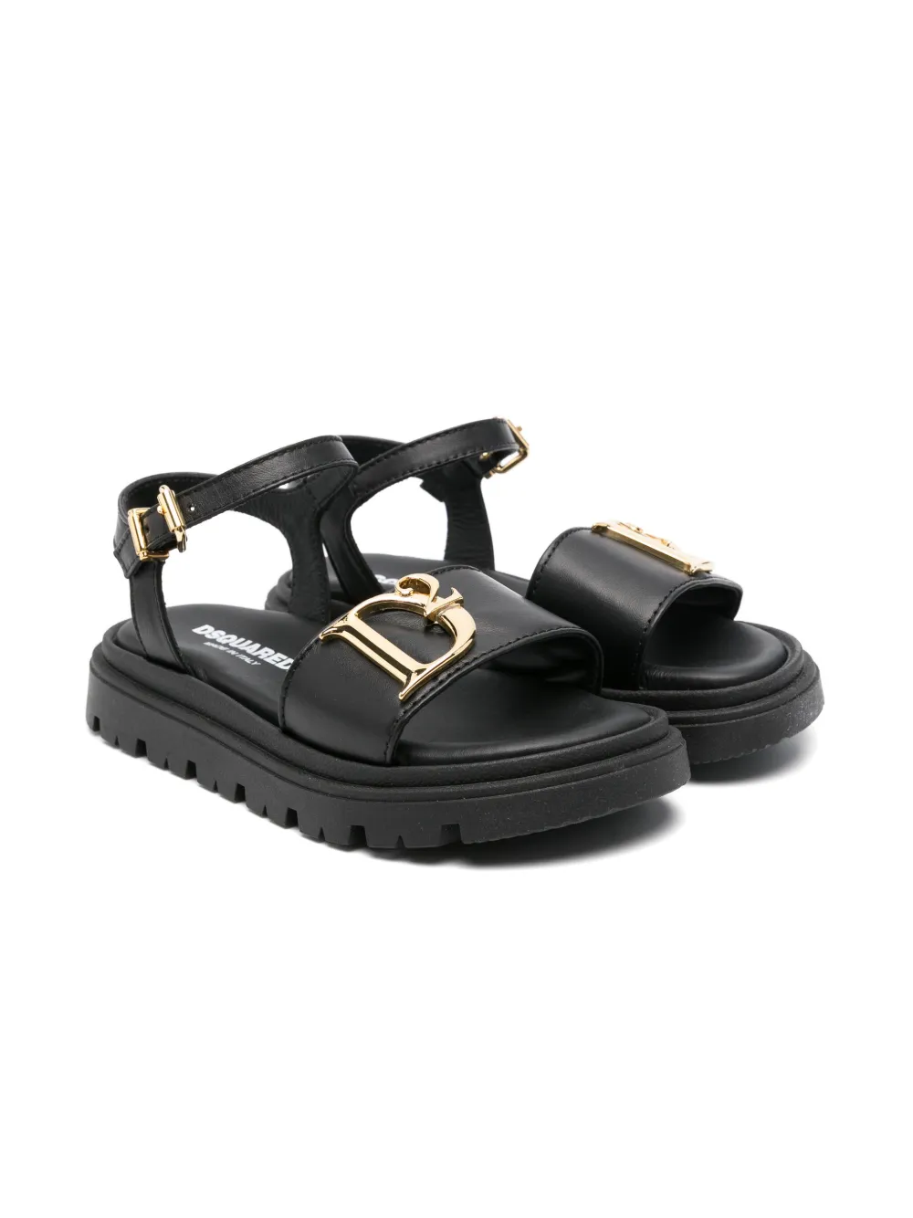 DSQUARED2 KIDS Sandalen met logoplakkaat Zwart