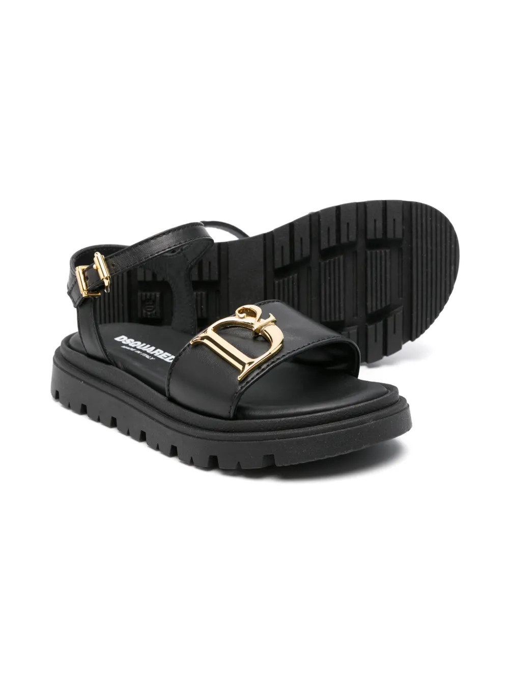 DSQUARED2 KIDS Sandalen met logoplakkaat Zwart