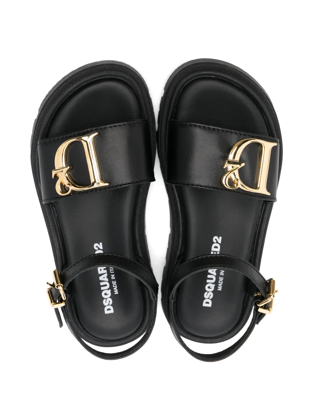 DSQUARED2 KIDS Sandalen met logoplakkaat Zwart