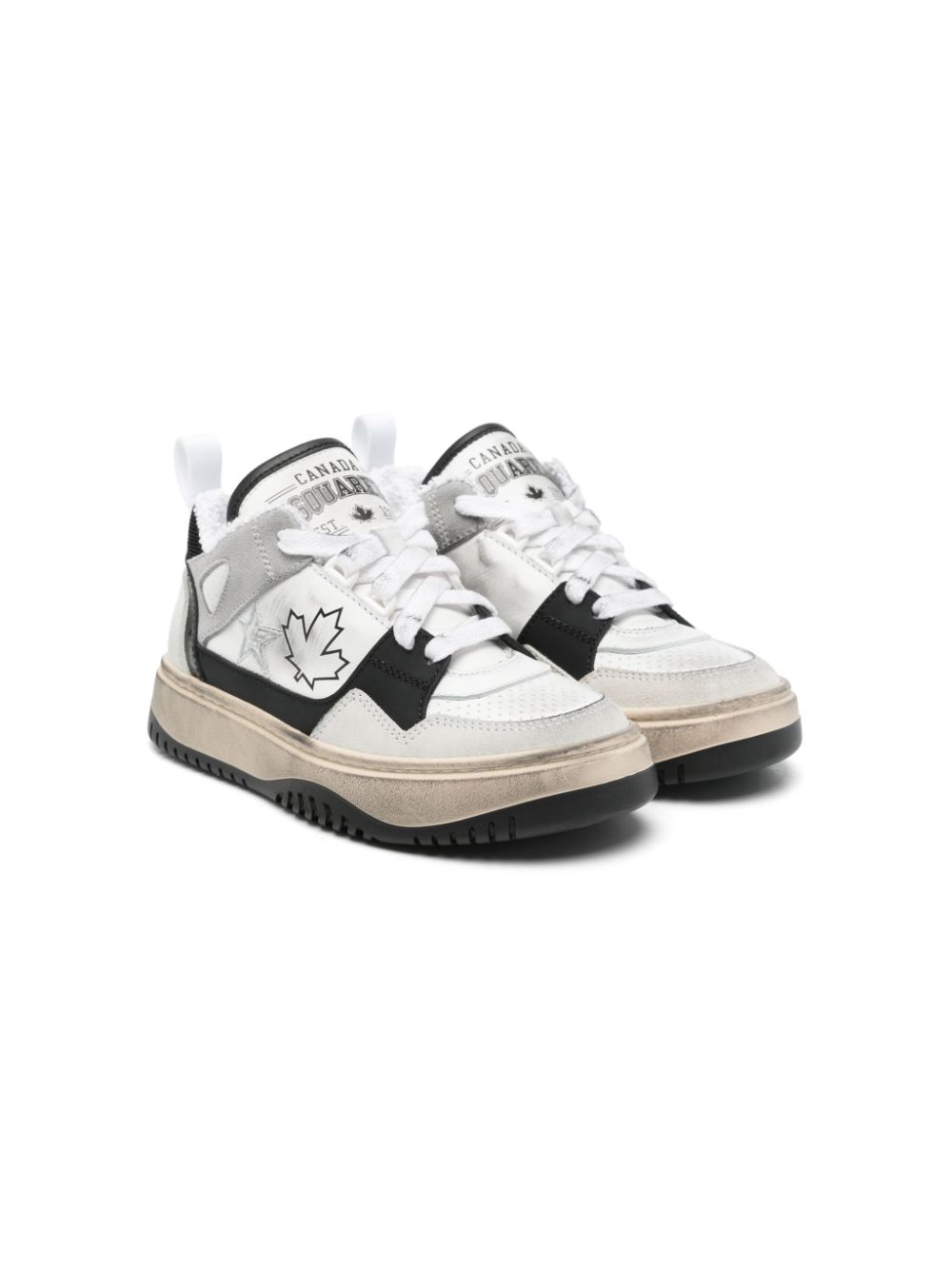 DSQUARED2 KIDS Sneakers met gerafelde afwerking Wit