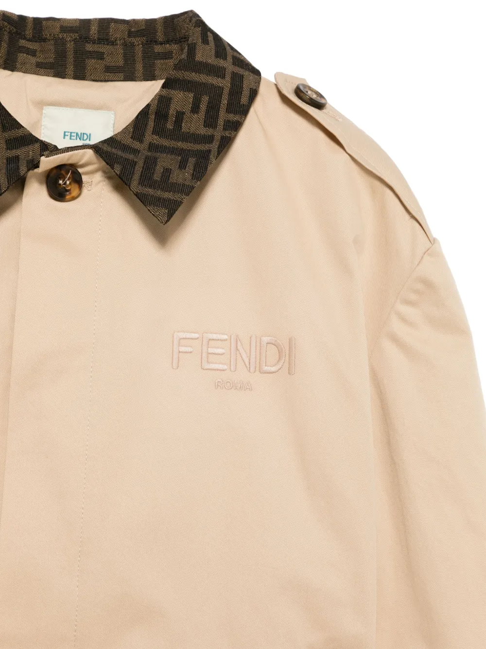 Fendi Kids Jas met geborduurd logo Beige