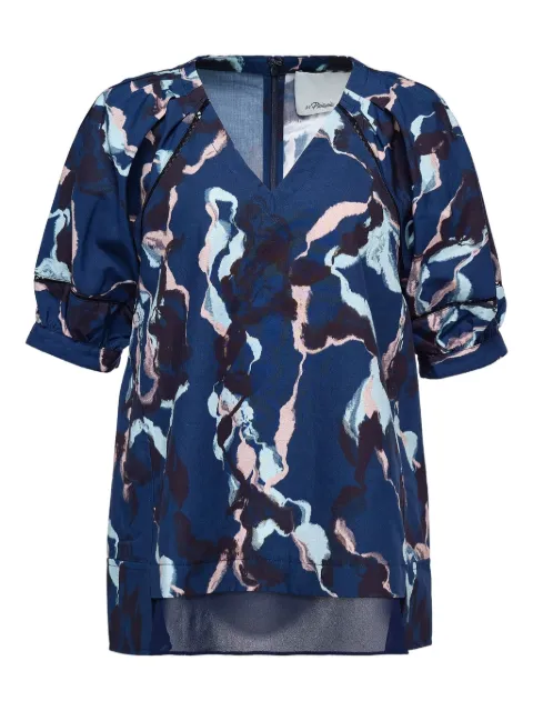3.1 Phillip Lim puff-sleeve abstract-print blouse