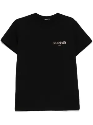 Balmain logo-print Cotton T-shirt | Black | FARFETCH CA