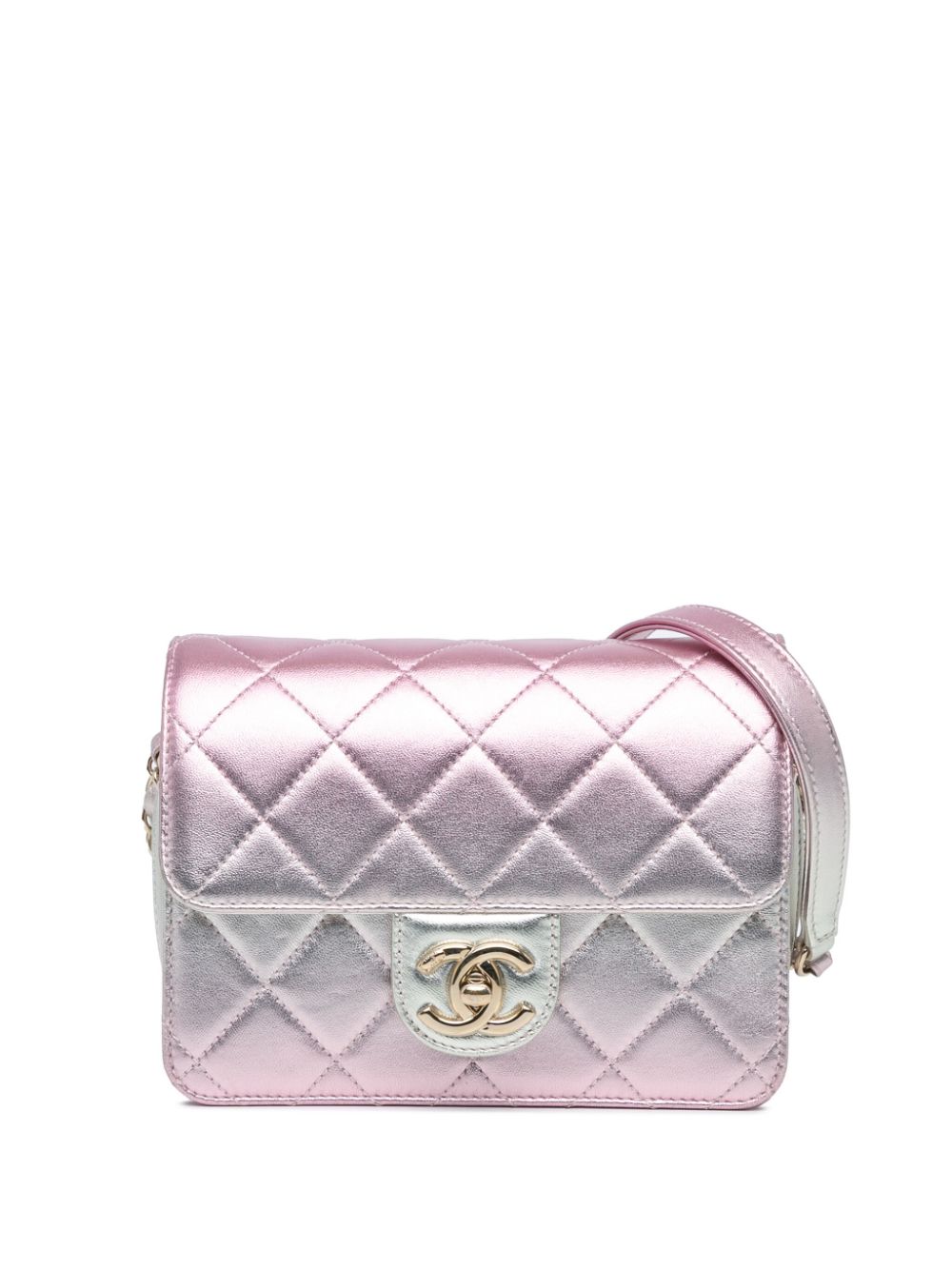 Affordable HOT SALE CHANEL 2021-2023 Mini Metallic Lambskin Like a Wallet Flap crossbody bag Women