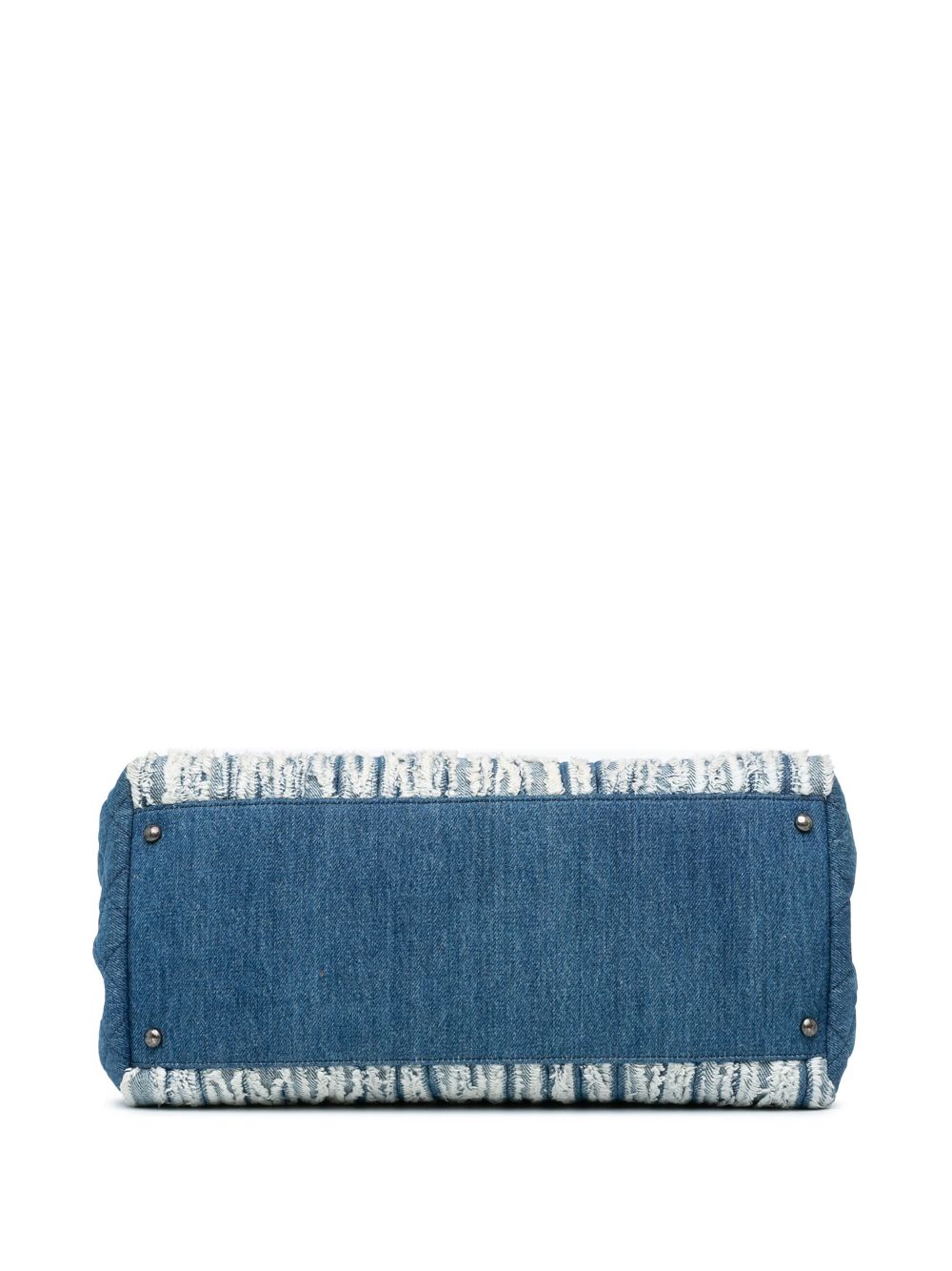 CHANEL 2014-2015 Large Fringed Denim Shopping Tote satchel Women