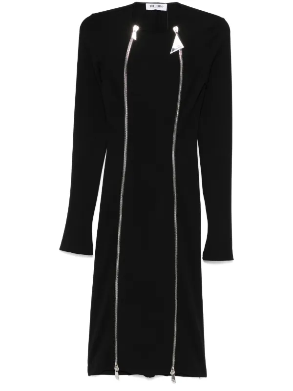 The Attico Zip-fastening Midi Dress in Black