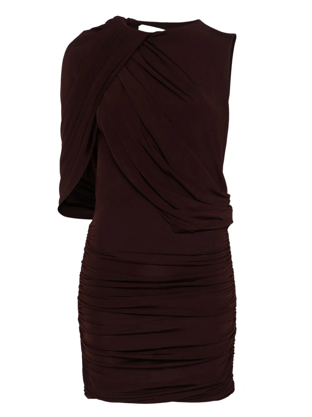 asymmetric draped mini dress