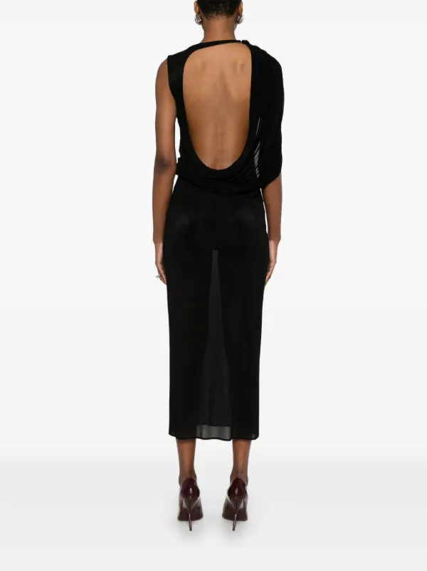 Magda Butrym Asymmetric Draped Midi Dress | Black | FARFETCH Magda Butrym Asymmetric Draped Midi Dress | Black | FARFETCH