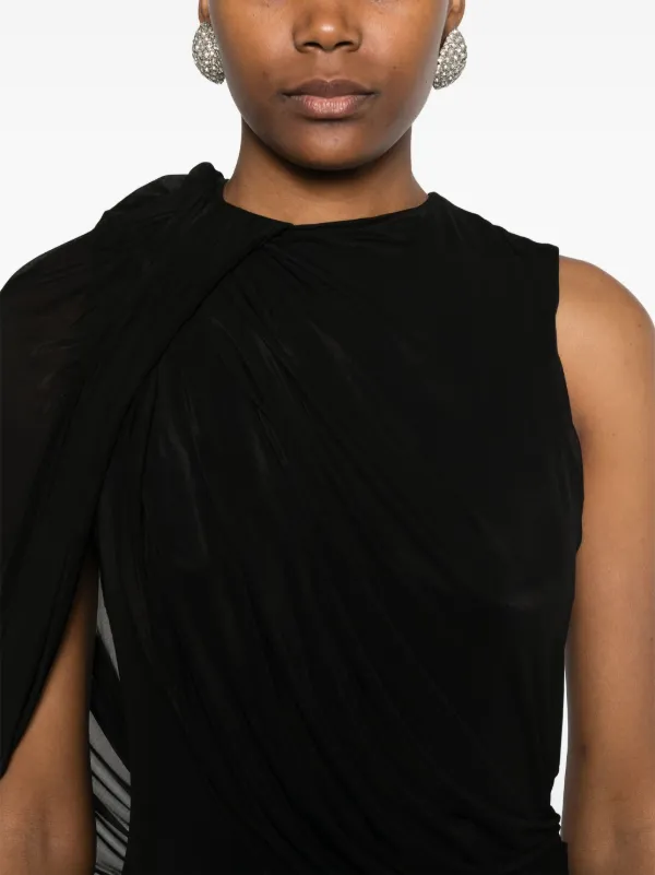 Magda Butrym Asymmetric Draped Midi Dress | Black | FARFETCH Magda Butrym Asymmetric Draped Midi Dress | Black | FARFETCH