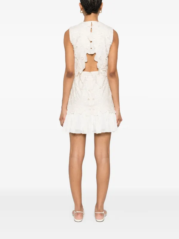 SANDRO Guipure Mini Dress | Neutrals | FARFETCH