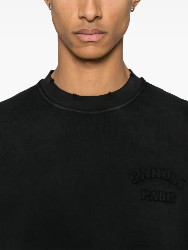 SANDRO Distressed Sweatshirt | Black | FARFETCH