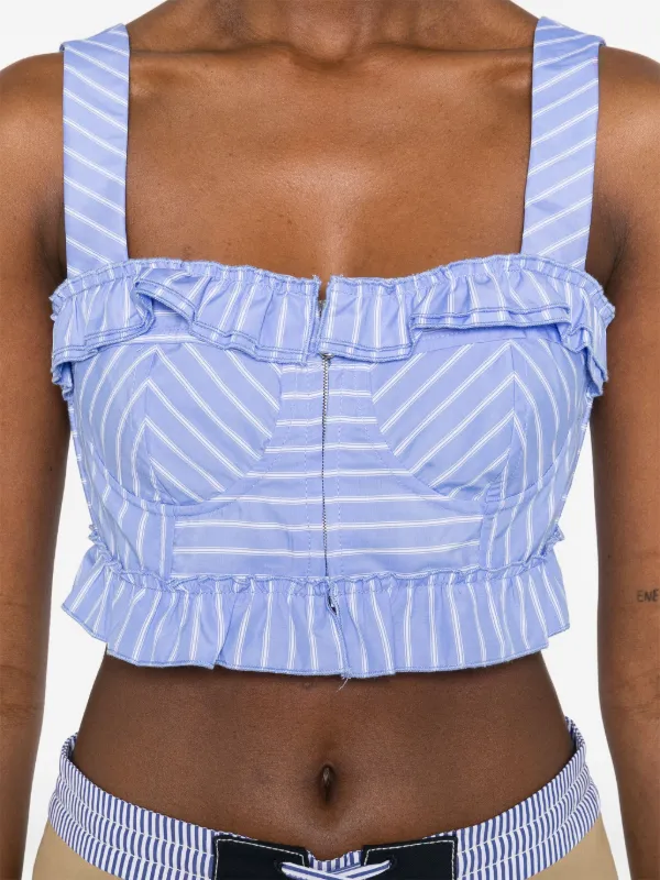 関税・送料込み!【国内発送】SANDRO Striped Crop トップス SANDRO Striped Crop Top | Blue | FARFETCH