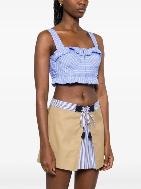 関税・送料込み!【国内発送】SANDRO Striped Crop トップス SANDRO Striped Crop Top | Blue | FARFETCH
