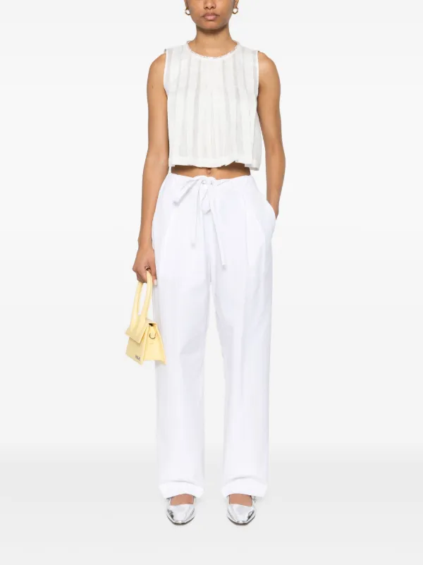 SANDRO ラインストーンネック クロップドトップ | ホワイト SANDRO ラインストーンネック クロップドトップ | ホワイト