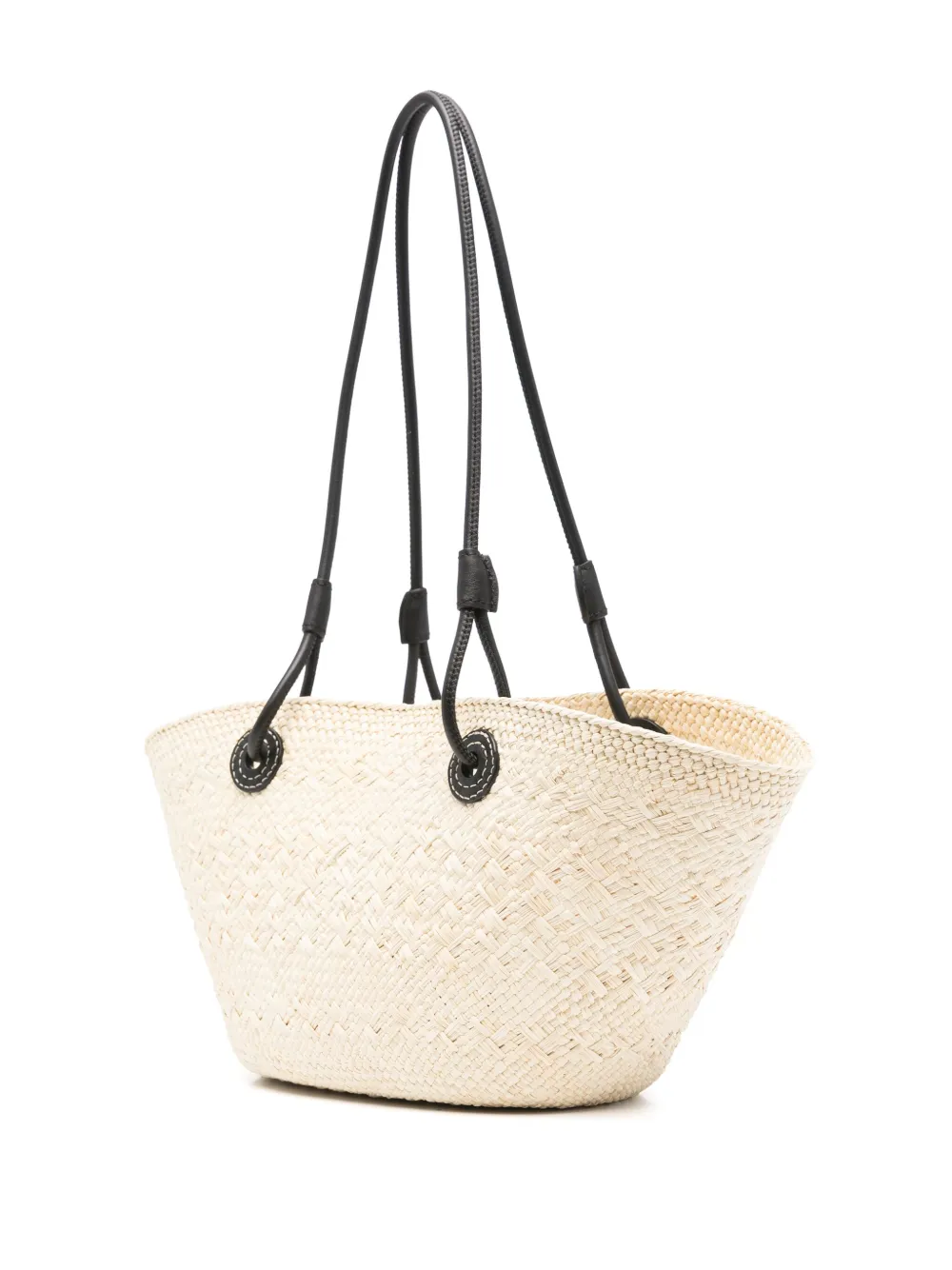 Loewe Small Anagram Basket Bag In Iraca Palm And Calfskin In Neutrals