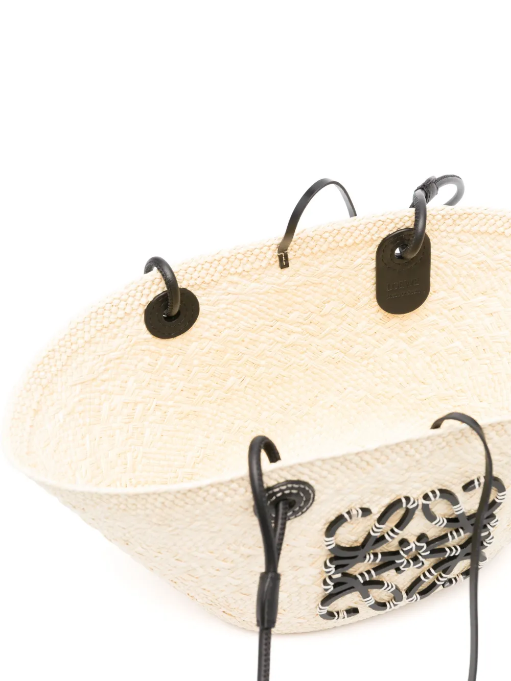 Loewe Small Anagram Basket Bag In Iraca Palm And Calfskin In Neutrals