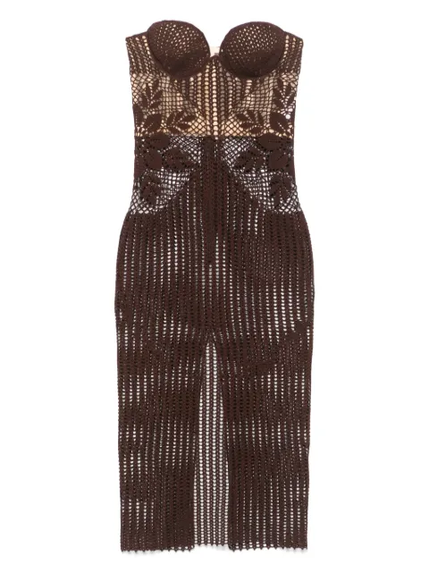Magda Butrym vestido midi de crochet con diseño strapless