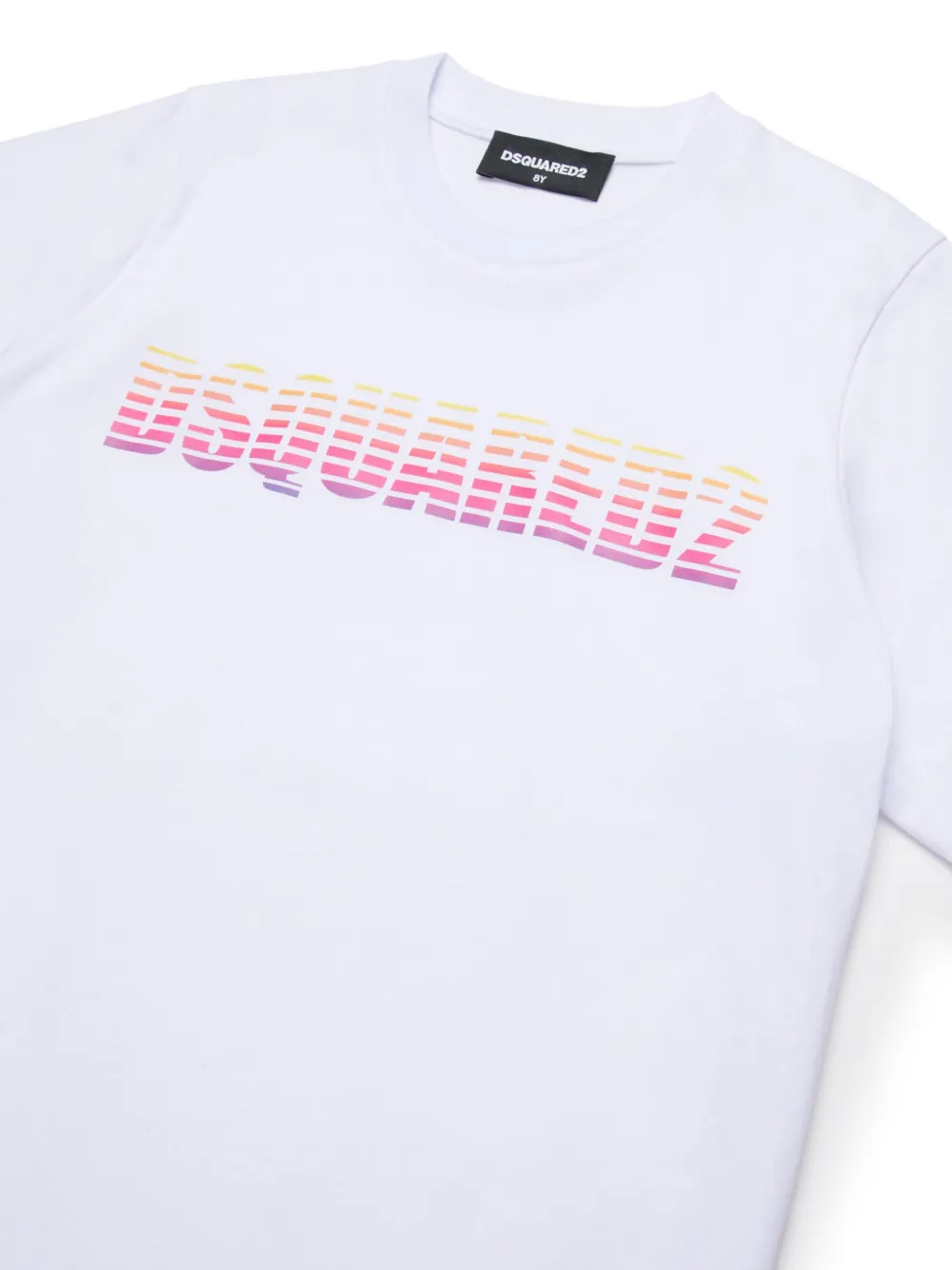 Dsquared2 T-shirt With Striped And Shaded Logo In 白色