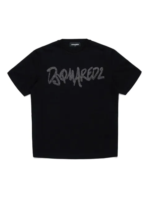 DSQUARED2 KIDS playera con logo de glitter