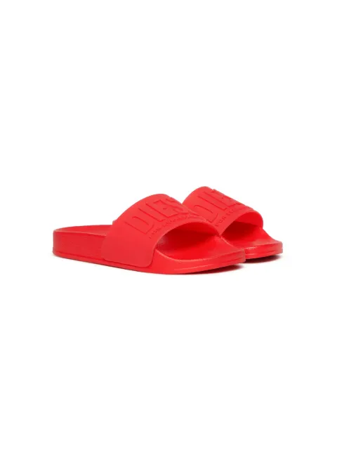 Diesel Kids logo-embossed slides