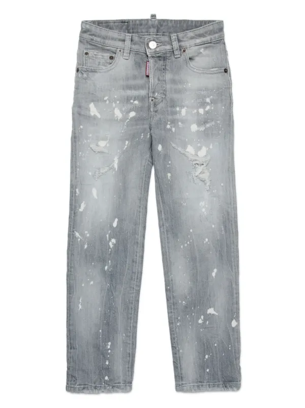 DSQUARED2 KIDS paint-splatter Jeans Grey FARFETCH TR