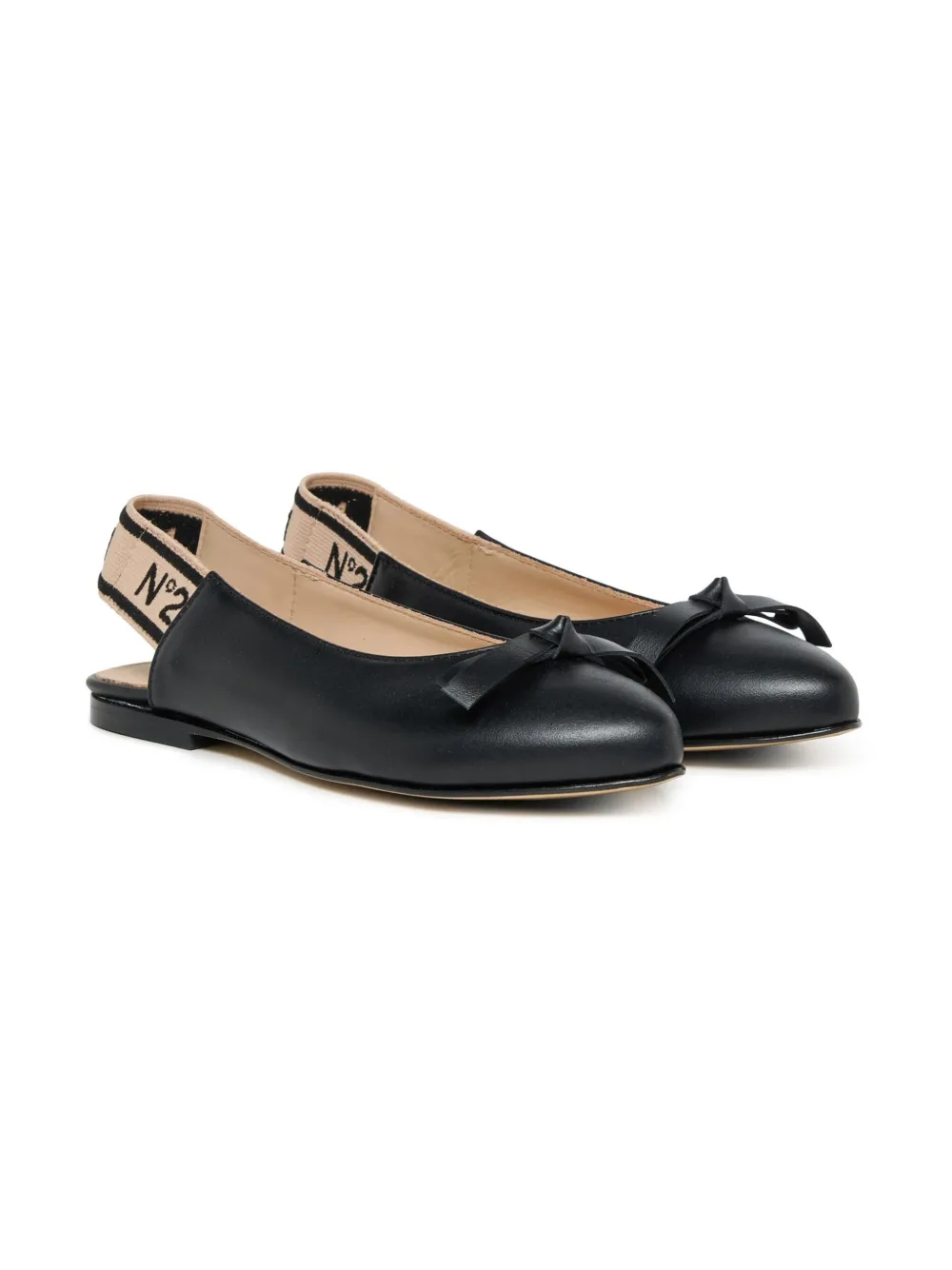 Nº21 Kids leather ballerina shoes Zwart