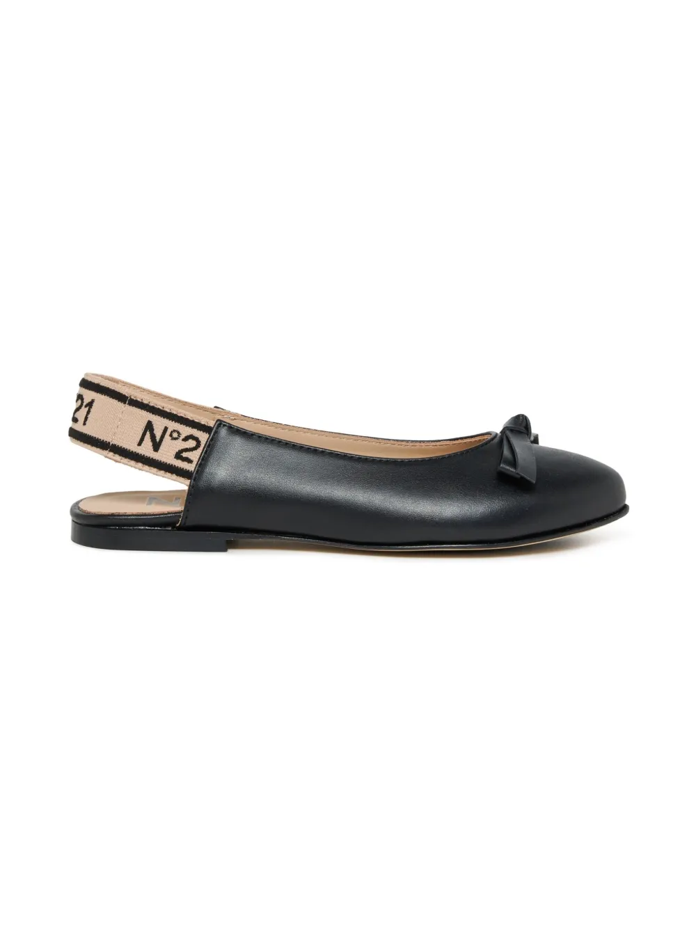 Nº21 Kids leather ballerina shoes Zwart