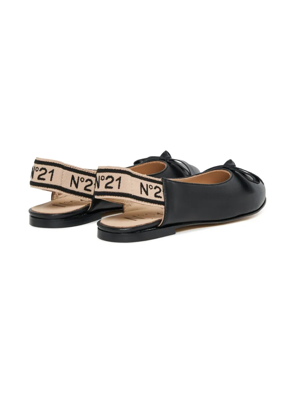 Nº21 Kids leather ballerina shoes Zwart