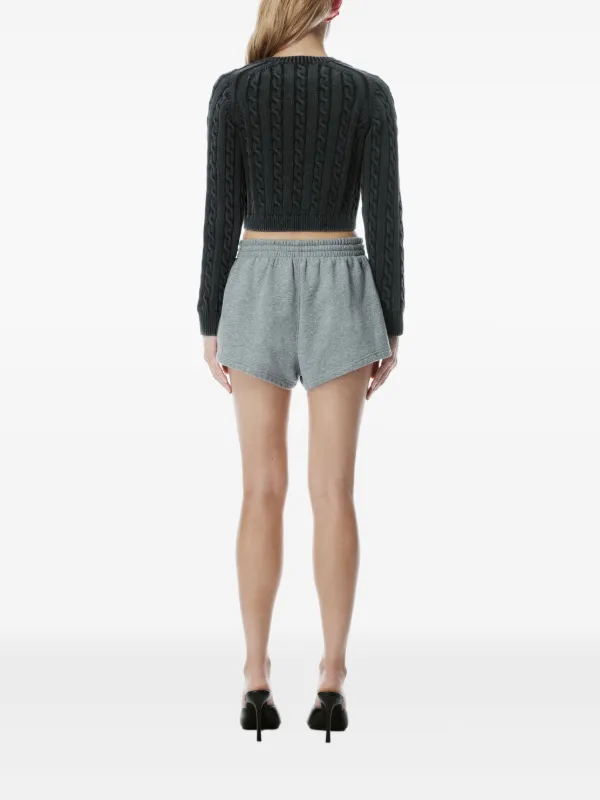 【関税込み】alexanderwang.t グレー ウール ショートパンツ ALEXANDERWANG.T リブ編みウール混 ショートパンツ | THE OUTNET