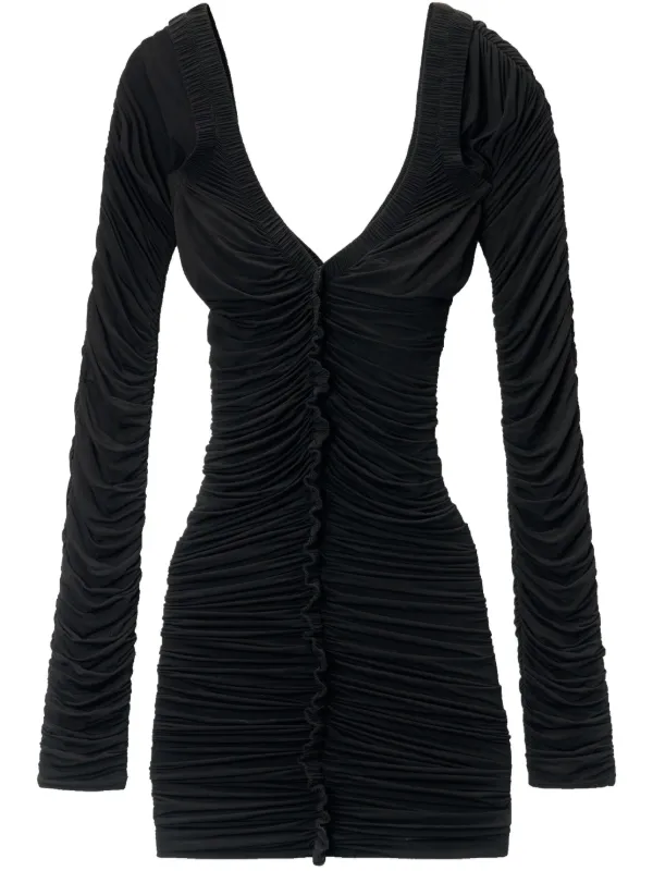 alexander wang ruched dress Alexander Wang Ruched Satinjersey Mini Dress In Black - 70% Off