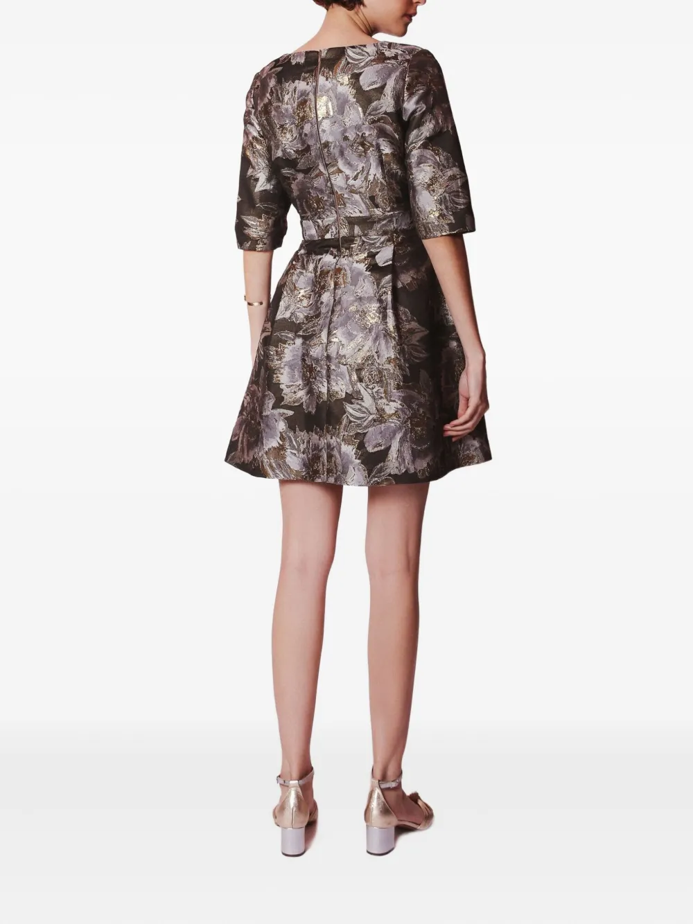 Lethicia Bronstein Jambo skaterjurk met bloemenbrokaat Blauw