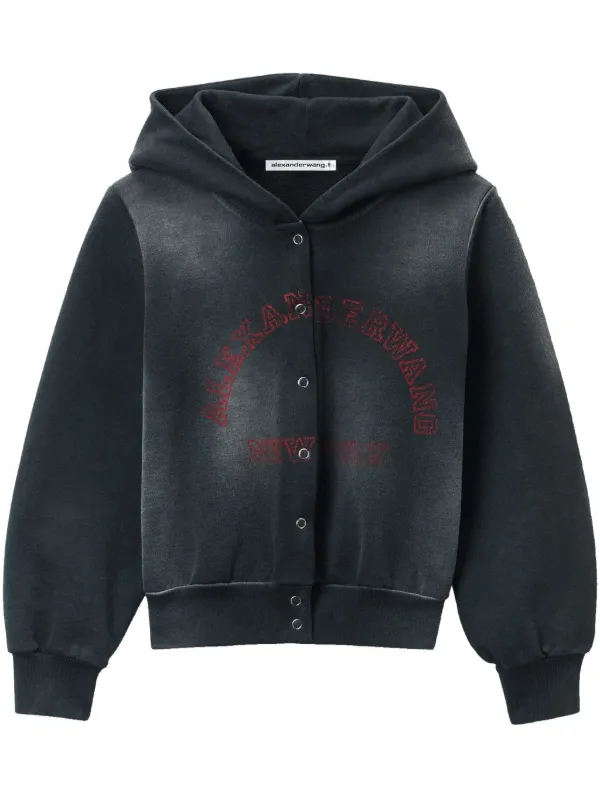 Alexander Wang ダメージ フーデッドジャケット | ブラック