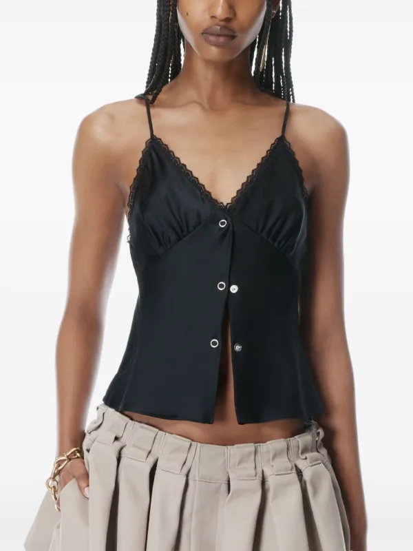 Alexander Wang Lace Trim Tank Top | Black | FARFETCH