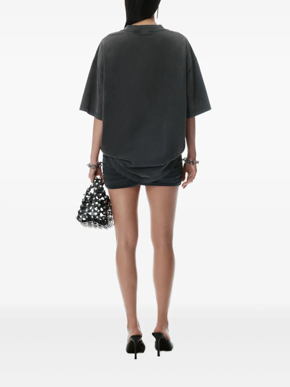 Alexander Wang T-shirtjurk met ruches Zwart