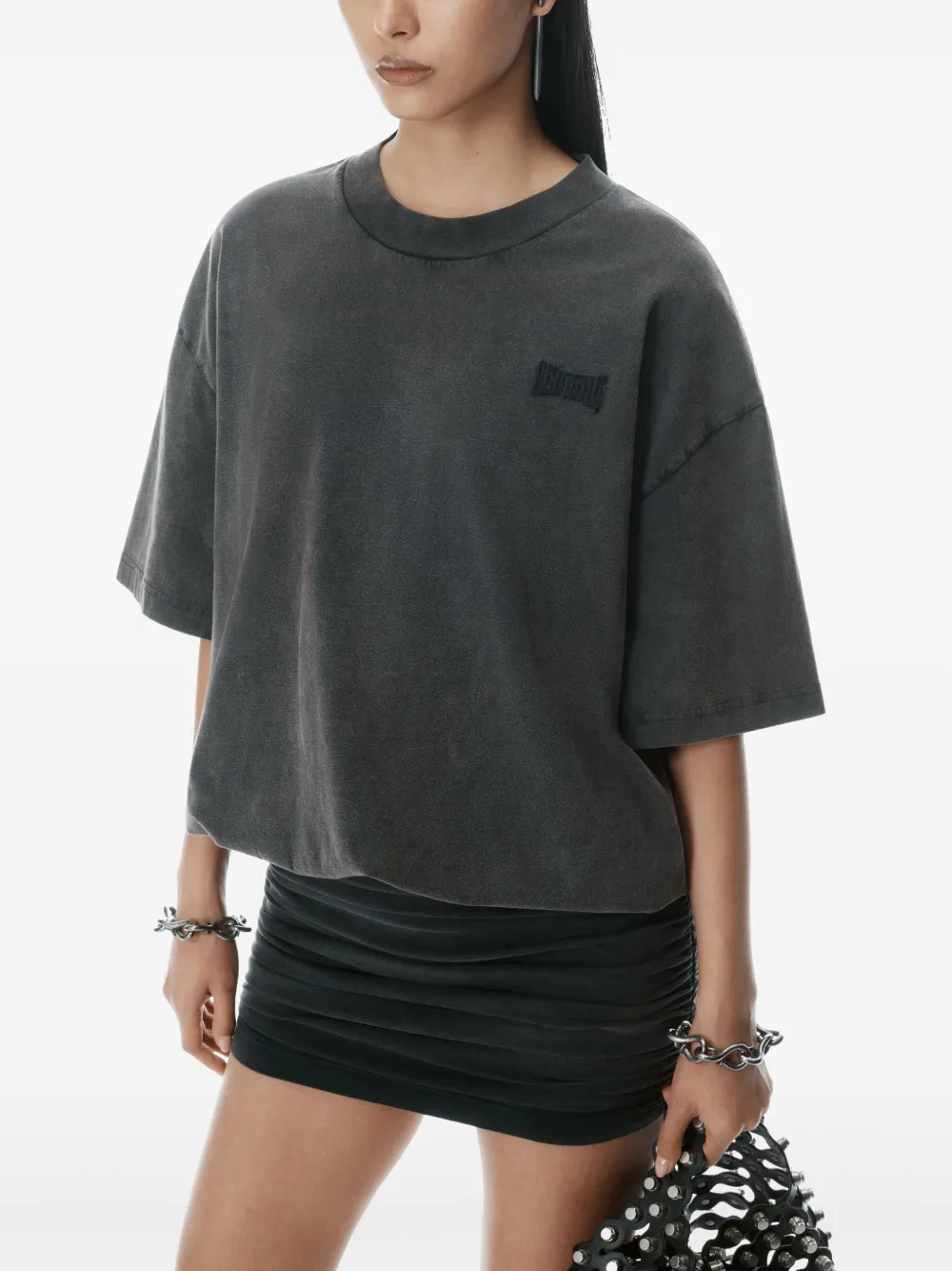 Alexander Wang T-shirtjurk met ruches Zwart