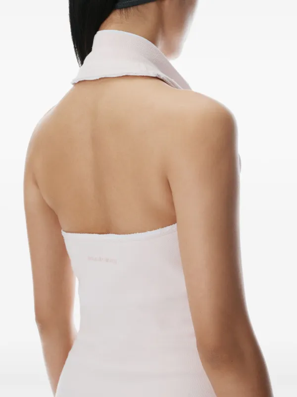 【関税&送料込】Alexander Wang Layered Polo-Style Mini Dress Layered Polo Halter Minidress in BARELY PINK/WHITE