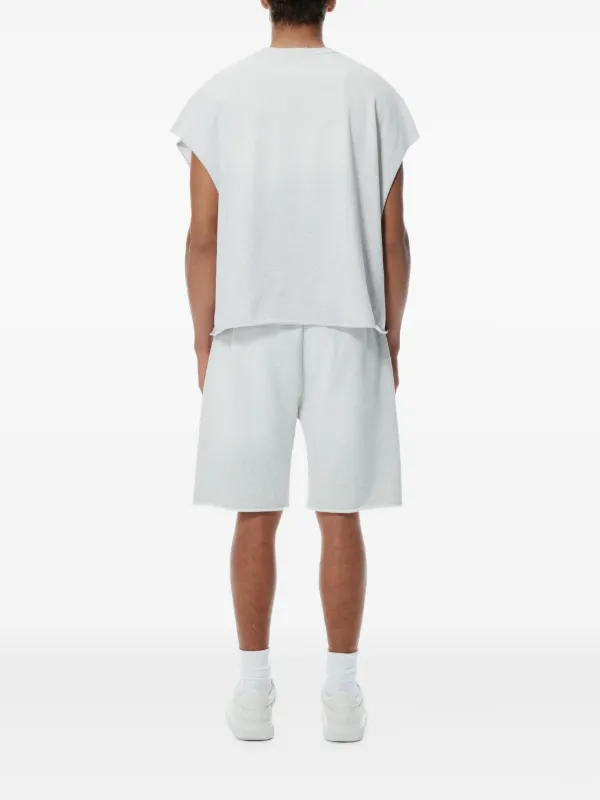 【ALEXANDER WANG】DISTRESSED MUSCLE TEE S Alexander Wang: Gray Unisex Distressed Logo Oversized Muscle