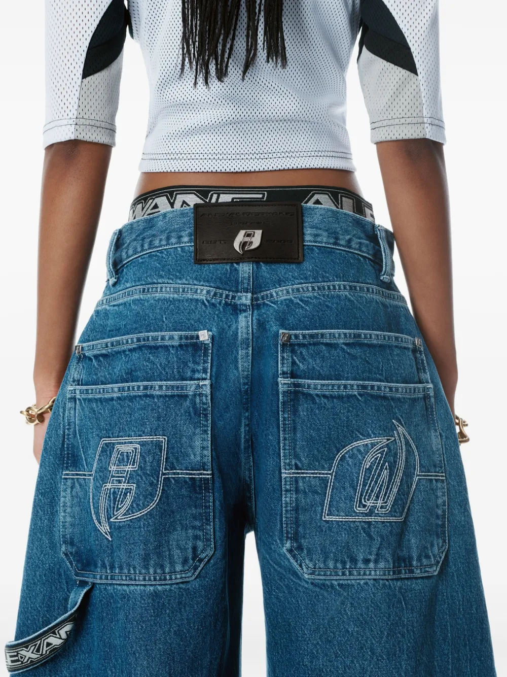 Alexander Wang Jeans met logoband Blauw