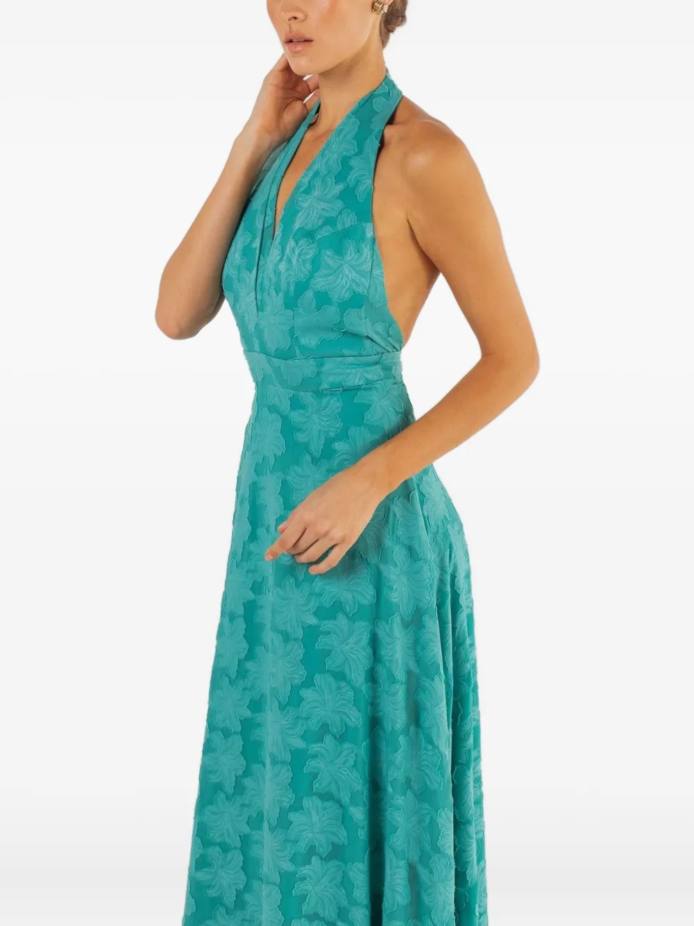 Lethicia Bronstein Nala Halterneck Floral Dress In Blue