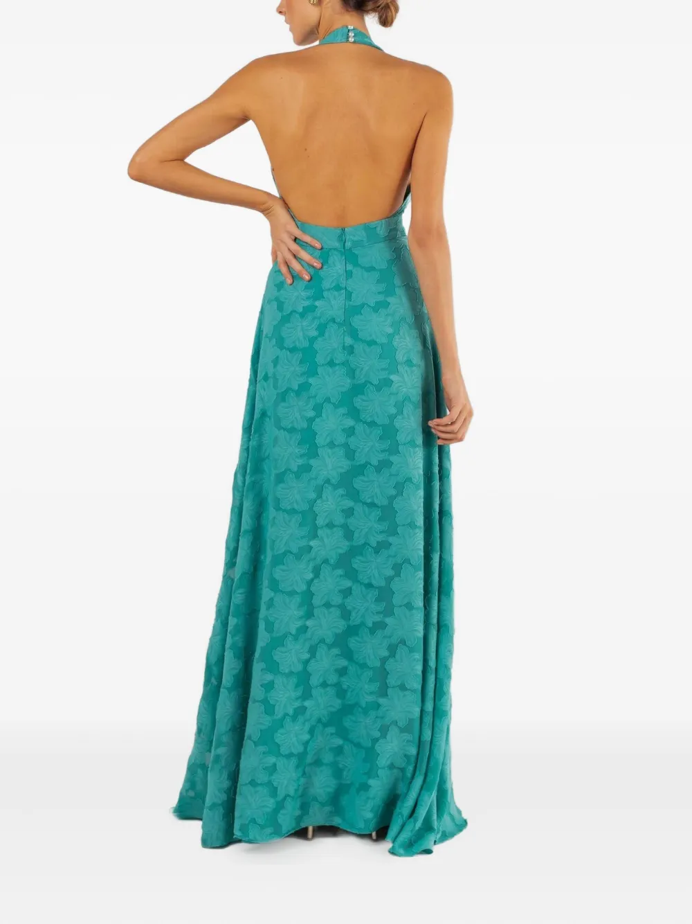 Lethicia Bronstein Nala Halterneck Floral Dress In Blue