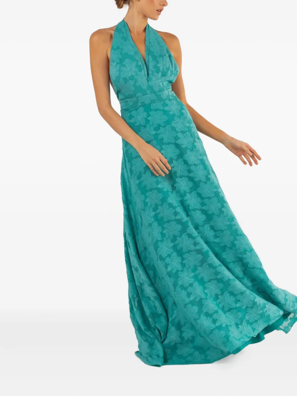 Lethicia Bronstein Nala Halterneck Floral Dress In Blue