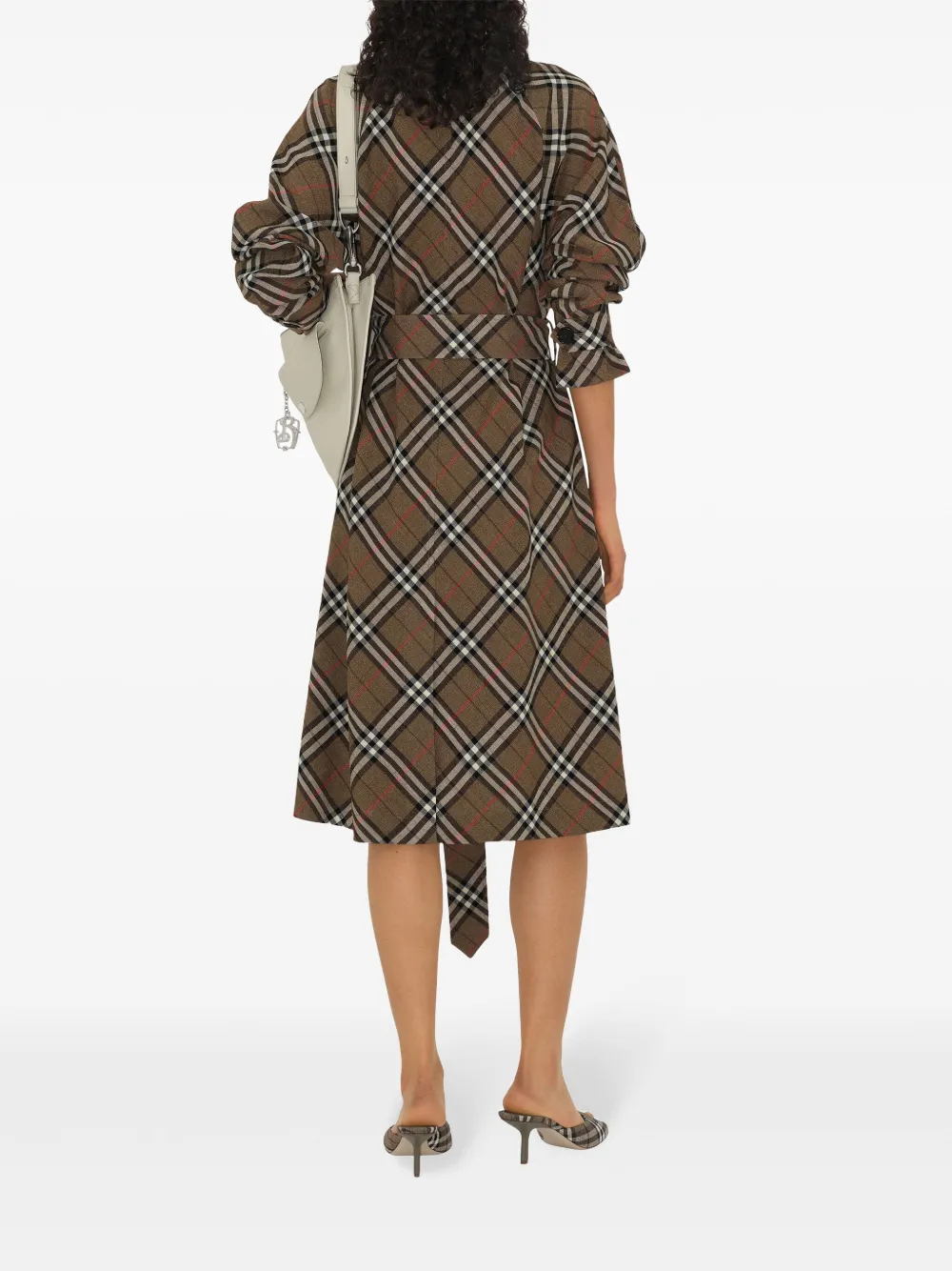 Burberry Geruite trenchjurk Bruin