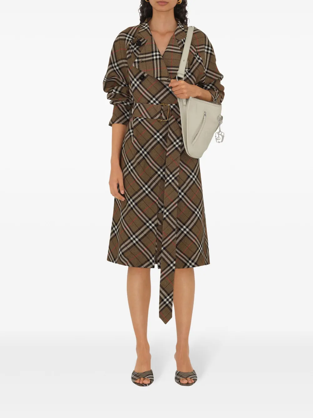 Burberry Geruite trenchjurk - Bruin