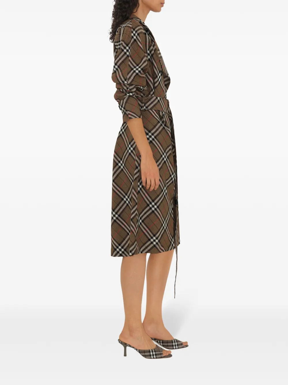 Burberry Geruite trenchjurk Bruin