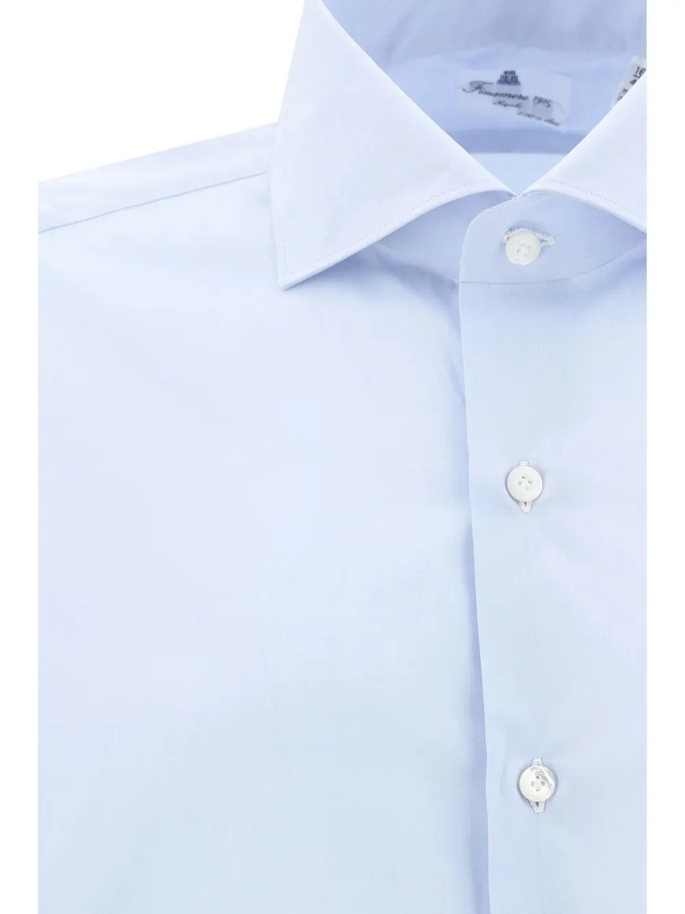 Finamore 1925 Napoli Overhemd met gespreide kraag Blauw