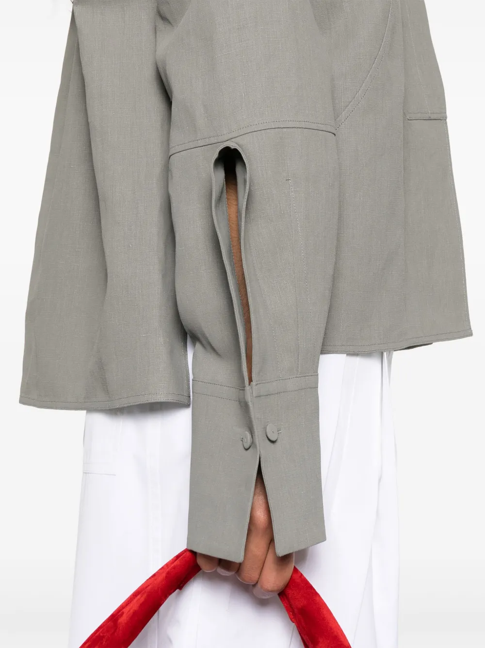 Jil Sander Gecoate linnen blouse Grijs
